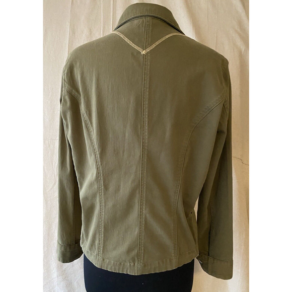 Travel Smith Canvas Jacket Womens Medium Green Cotton Cargo Utility Jacket - Picture 4 of 16